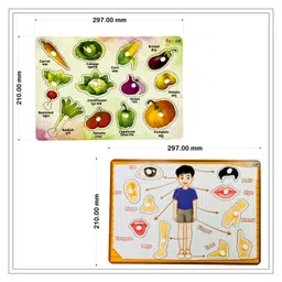 TodFod Wooden Vegetable  & Body parts Puzzle 2 Pieces - Multicolour image 3