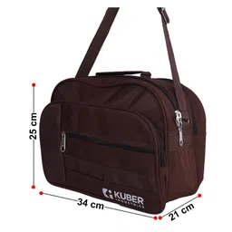 Kuber Industries Sling BagCanvas Adjustable Strap Crossbody BagTravel Sholder Bag With 4 Main Zip & 1 Inside Zip for Travel & Office,Brown, image 3