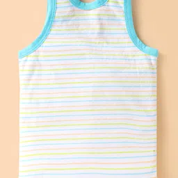 Bodycare Cotton Knit Sleeveless Animal & Space Theme Printed Sando Vests Pack of 3 - White & Light Blue image 3