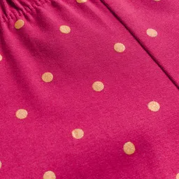 Babyhug Cotton Lycra Knit Full Length Leggings With Stretch & Polka Dots Print - Dark Pink image 3