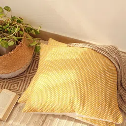 House This Yellow & Off White Set of 2 Checked Square Cushion Covers-picture-26