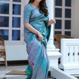 CaniBani Woven Design Zari Silk Blend Banarasi Saree-picture-25