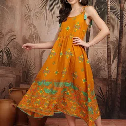 HERE&NOW Ethnic Printed Cotton Maxi Ethnic Dress-picture-26