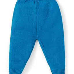 Babyhug Knitted Full Sleeves Pullover Hooded Sweater & Pant With Striped Design - Blue image 5