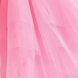 Bluebell Net Sleeveless Frock with Floral Applique - Pink image 5