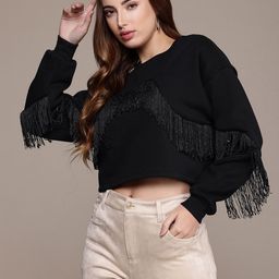 bebe Fringe Detail Crop Sweatshirt-picture-3