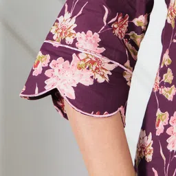 Aramya Women Floral Printed Regular Pure Cotton Kurta with Palazzos image 4