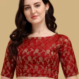 Oomph! Woven Design Boat Neck Jacquard Saree Blouse-picture-17