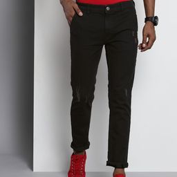 The Indian Garage Co Men Black Slim Fit Low Distress Stretchable Jeans-picture-19