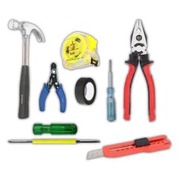 Fadman Hand Tool Kit Line Tester, Utility Cutter, Wire Cutter, 2 in 1 Screwdriver, Claw Hammer, Measuring Tape, PVC Tape, Plier-picture-22