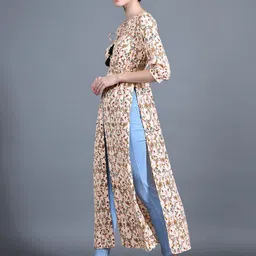 Miss Chase Women Floral Tie-Up Tassel Detailing Front Slit Maxi Formal Top image 5