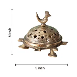 nestroots Gold Toned Textured Turtle Incense Holder image 4