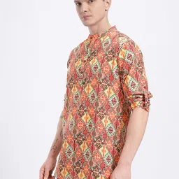 Anouk Rustic Geometric Print Roll Up Sleeves Kurta image 3