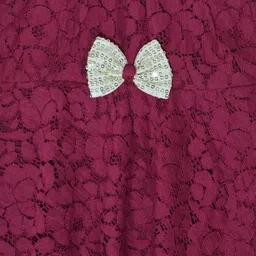 pspeaches Girls Burgundy Self Design Fit and Flare Dress image 3