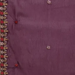 Mitera Burgundy & Gold-Toned Embroidered Unstitched Dress Material image 4