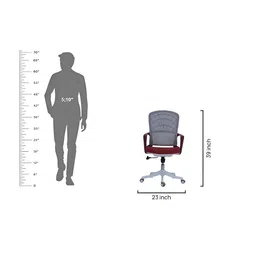 Royaloak Grey & Maroon Rome Italian Mesh Study Arm Chair image 4