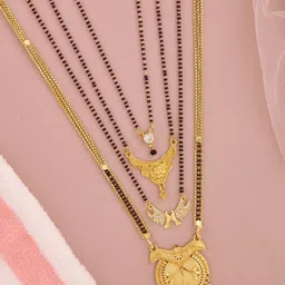 Bhanu diam Gold-Plated Brass Mangalsutra-picture-28