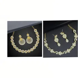 Women Click Set Of 2 Gold-Plated Stone-Studded Jewellery Set image 1