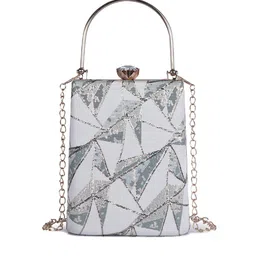 NORVE Embellished Box Clutch With Twist Closure-image-14