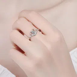 KARISHMA KREATIONS Set Of 2 Silver-Plated Cubic Zirconia-Studded Adjustable Finger Rings image 2