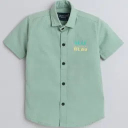 polka tots Polka TotsHalf Sleeve Self Hero Metallic Printed Shirt - Sea Green-picture-41