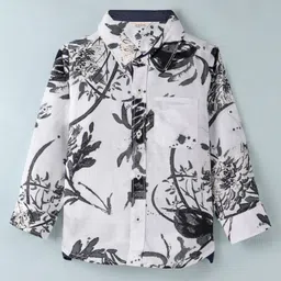 INFINITY Cotton Woven Full Sleeves Abstract Printed  Shirt - White-image-58