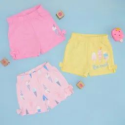 Pantaloons Baby Pack Of 3 Ice Cream & Be Cool Text Printed Shorts - Multi Colour-picture-10