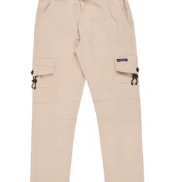 CAVIO Cotton Blend Woven Solid Cargo Pants With Belt - Cream-picture-36
