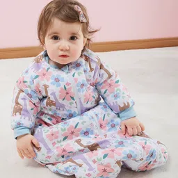 Snugtime Printed Long Sleeve Padded Baby Sleeping Bag| Baby Sleep Sack| Soft Cotton Fabric| TOG Rating of 2.5|Ideal for Girls of age 3-12 months-Giraffe Print-picture-16