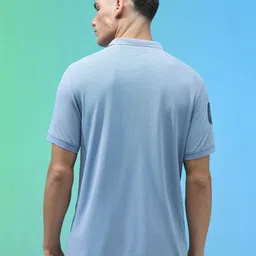 Technosport Men Typography Printed Polo Collar Anti Static Slim Fit T-shirt image 2