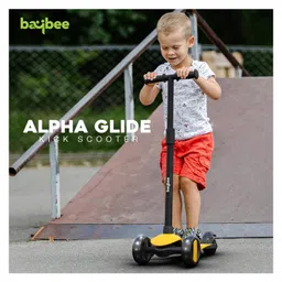 Baybee Alpha Kick Scooter for Kids, Smart 3 Wheel Kids Scooter with 4 Height Adjustable Handle, Runner Scooter with Led PU Wheels & Brake, Skate Scooter for Kids (Yellow) image 2