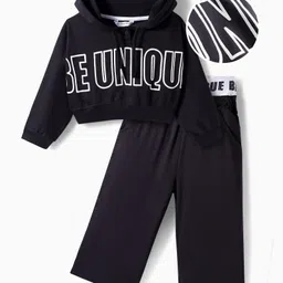 OLLINGTON ST. Cotton Full Sleeves Be Unique Printed Hoodie Sweatshirts & Pant - Black image 2