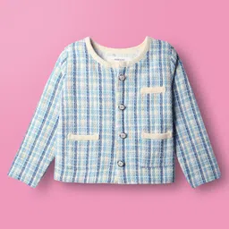 Mark & Mia Woven Full Sleeves Knee Length Checkered Party Suit - Aqua Blue image 2