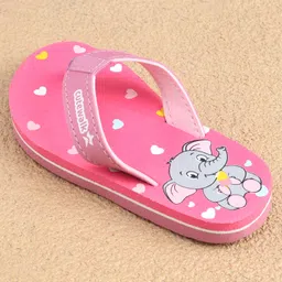 Cute Walk by Babyhug Slip On Flip Flops with Elephant & Heart Print - Pink image 3