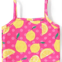 Babyhug Water Repellant Super Stretch  Sleeveless Two Piece Swimsuit Lemon Print -  Pink image 3