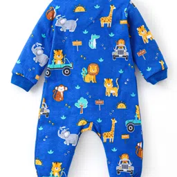 Babyhug 100% Cotton Knit Full Sleeves Front OpenRompers with Animal Print Pack of 2 - Blue & Sky image 3