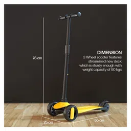 Baybee Alpha Kick Scooter for Kids, Smart 3 Wheel Kids Scooter with 4 Height Adjustable Handle, Runner Scooter with Led PU Wheels & Brake, Skate Scooter for Kids (Yellow) image 3