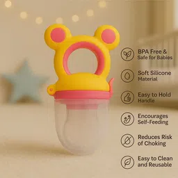 Badal Kidz Presents combo of 3 includes 1 Standing Fruit Teether ,1 Mickey Fruit Feeder and 1 tlismi moti - Blue, Pink image 3