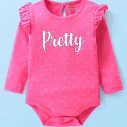 Babyhug 100% Cotton Full Sleeves Onesies with Frill Detailing Floral & Text Print Pack of 3 - Multicolour image 4