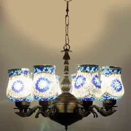 new era Gerard Multicolour Iron 8 Lights Chandelier image 4