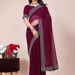 K 5 Fashion Embellished Beads and Stones Pure Georgette Saree-picture-16