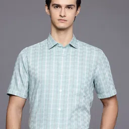 Louis Philippe Classic Fit Checked Pure Cotton Formal Shirt-image-83