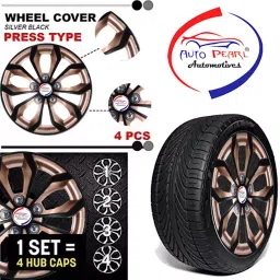 Auto Pearl Rev01 14 in 35.56 cm (14 Inch) ch PPress Type Wheel Cap Hubcap with Retention Ring|Glossy Gold Rev Wheel Cover for Tata Bolt (Set of 4) image 1