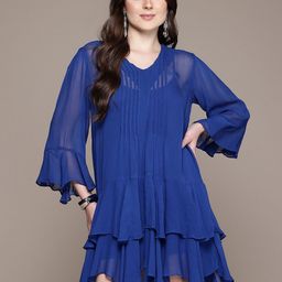 Label Ritu Kumar Bell Sleeve Layered Georgette A-Line Dress-picture-40