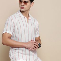 INVICTUS Men Sport Relaxed Fit Spread Collar Vertical Striped Cotton Casual Shirt-picture-21