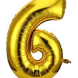 Bubble Trouble English Alphabet Letters Foil Letter Balloons for Party Decoration Number 6- Gold-picture-13