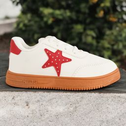Lil Lollipop Star Designed & Colour Blocked Lace Tie Up Shoes - Off White-picture-39