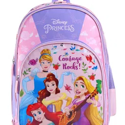 Disney Princess 2 compartment with PVC embossed Front Pocket School Bag Pink and Purple - 14 inches-image-78