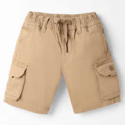 Ruff Cotton Woven Above Knee Length Solid Shorts With Pockets - Khaki-image-76