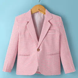 Rikidoos Full Sleeves Striped Blazer - Red & White-picture-22